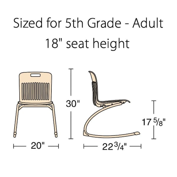 Virco Analogy Series 18" Rocker Chair, 5th Grade - Adult - Cobalt Blue - ANROCK18