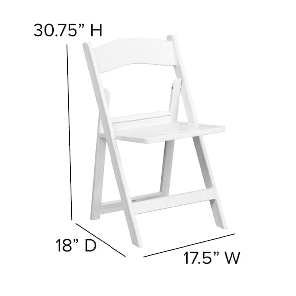 Flash Furniture White Resin Folding Chair - 2-LE-L-1-WH-SLAT-GG
