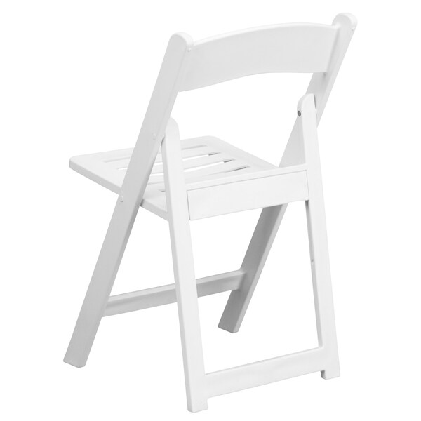 Flash Furniture White Resin Folding Chair - 2-LE-L-1-WH-SLAT-GG