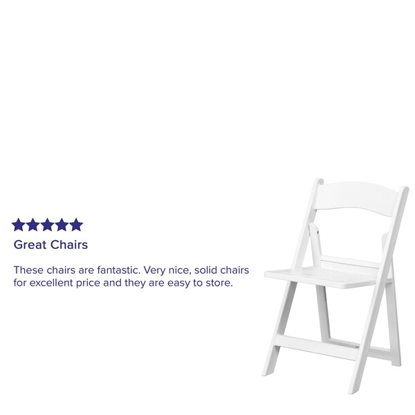 Flash Furniture White Resin Folding Chair - 2-LE-L-1-WH-SLAT-GG