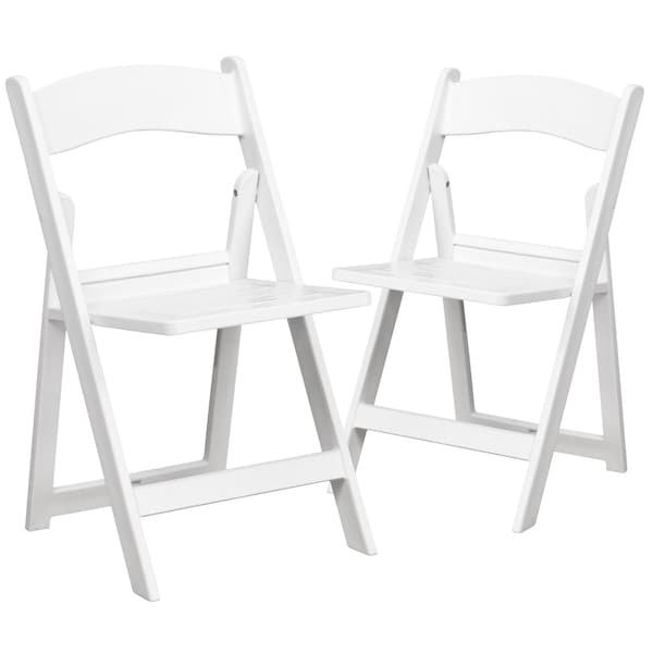 Flash Furniture White Resin Folding Chair - 2-LE-L-1-WH-SLAT-GG