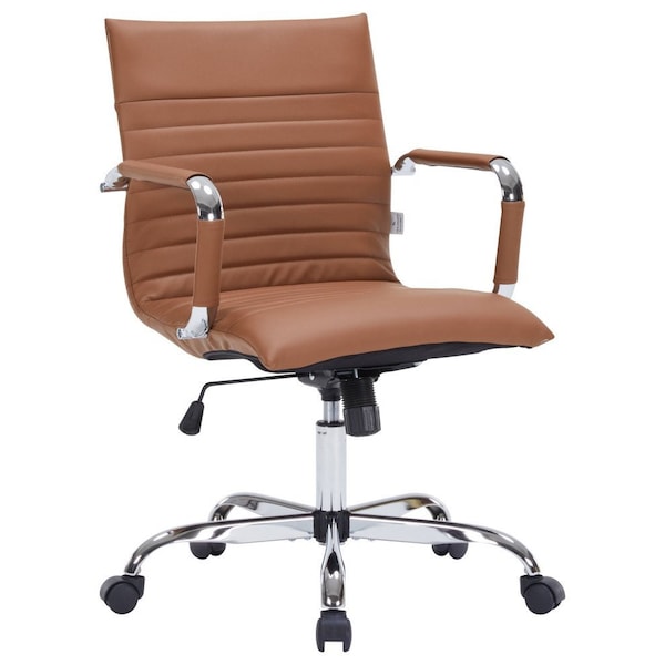 Leisuremod Harris Faux Leather Office Chair, Light Brown - HO19LBRL