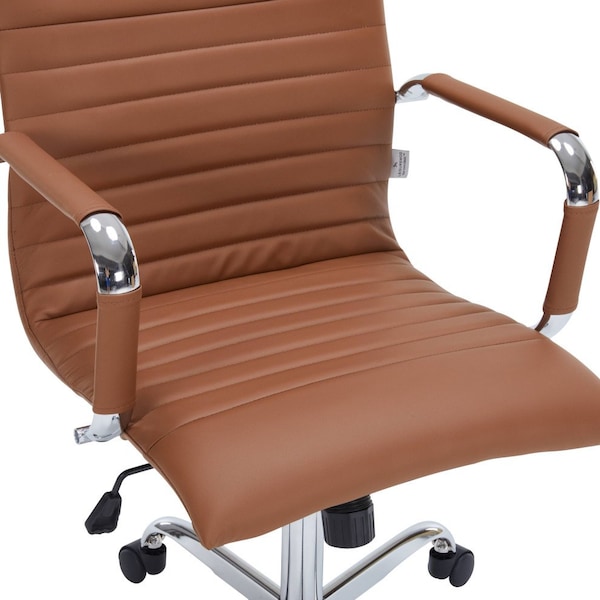 Leisuremod Harris Faux Leather Office Chair, Light Brown - HO19LBRL