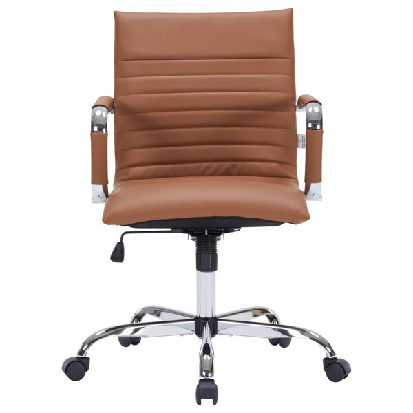 Leisuremod Harris Faux Leather Office Chair, Light Brown - HO19LBRL
