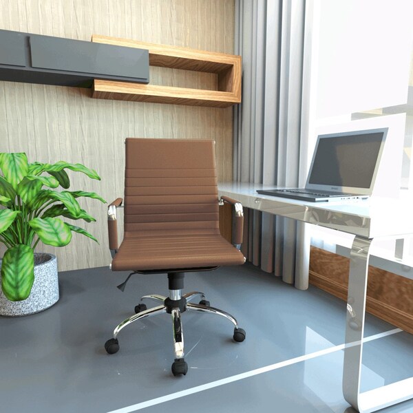 Leisuremod Harris Faux Leather Office Chair, Light Brown - HO19LBRL