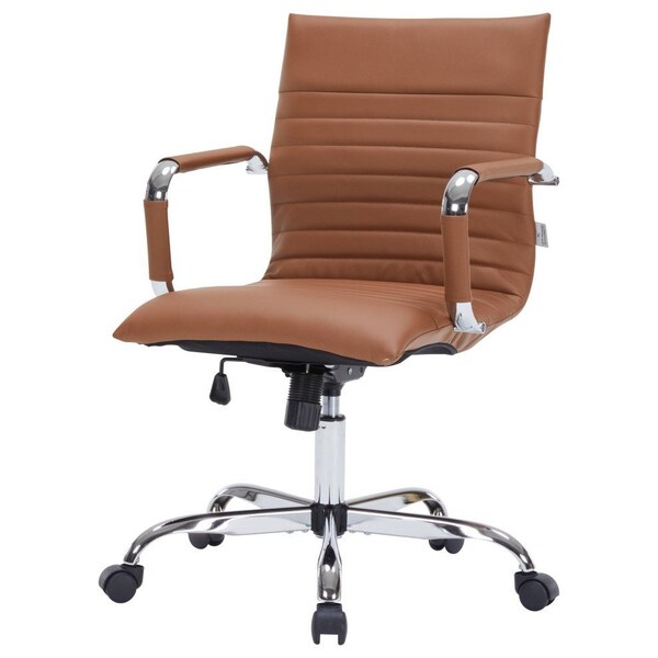 Leisuremod Harris Faux Leather Office Chair, Light Brown - HO19LBRL