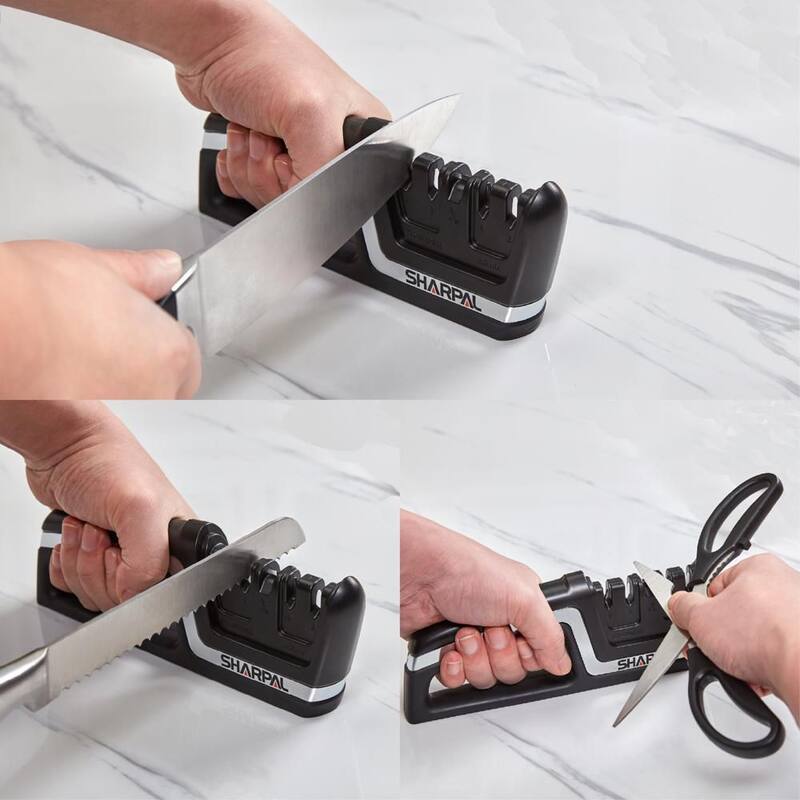 Sharpal 5-in-1 Chef Knife & Scissors Sharpener for Straight & Serrated Knives, Repair and Hone Euro/American & Asian Knife - 104N
