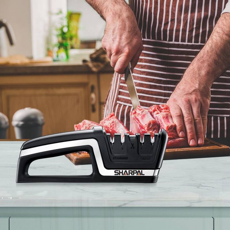 Sharpal 5-in-1 Chef Knife & Scissors Sharpener for Straight & Serrated Knives, Repair and Hone Euro/American & Asian Knife - 104N