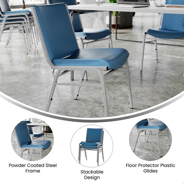 Flash Furniture HERCULES Heavy Duty Navy Vinyl Stack Chair - XU-60153-NVY-VYL-GG