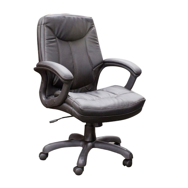 We'Re It Mayfair Series Executive Mid-Back Upholstered Task Chair for Home or Office in Black Eco Leather - OFD-7100-BLK