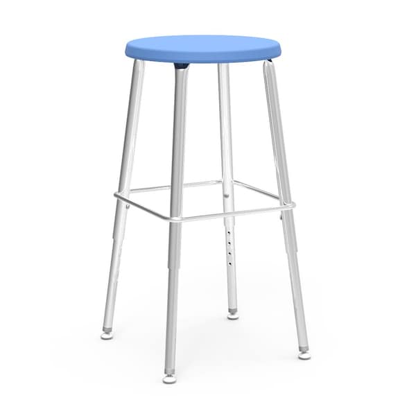 Virco 120 Series Adjustable Stool From 19" to 27" with Steel Glides - Sky Blue Seat - 1201927SG