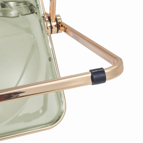 Leisuremod Lawrence Acrylic Folding Chair with Gold Metal Frame, Amber - LFG19A