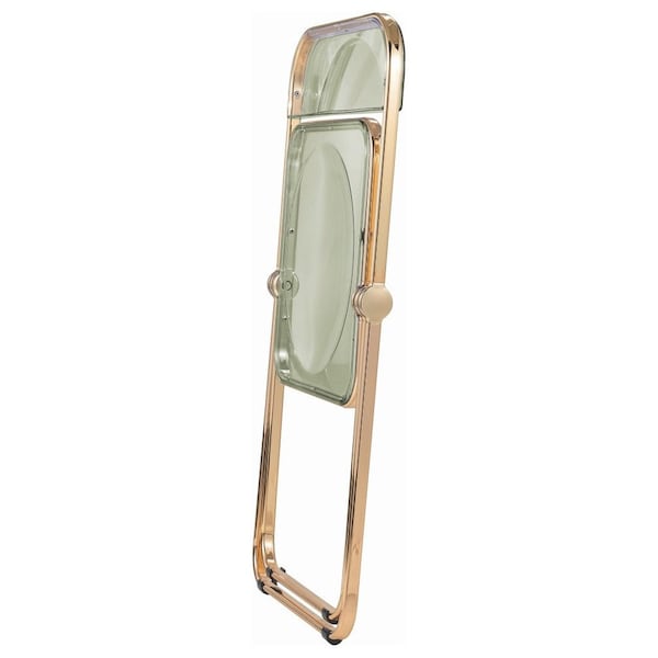 Leisuremod Lawrence Acrylic Folding Chair with Gold Metal Frame, Amber - LFG19A