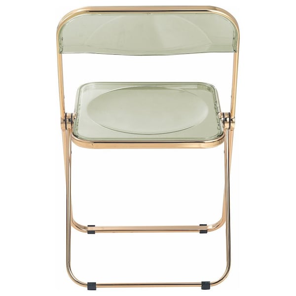 Leisuremod Lawrence Acrylic Folding Chair with Gold Metal Frame, Amber - LFG19A