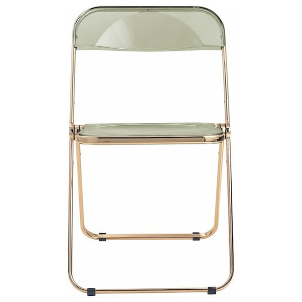 Leisuremod Lawrence Acrylic Folding Chair with Gold Metal Frame, Amber - LFG19A