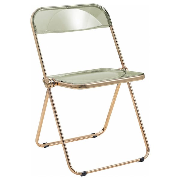 Leisuremod Lawrence Acrylic Folding Chair with Gold Metal Frame, Amber - LFG19A