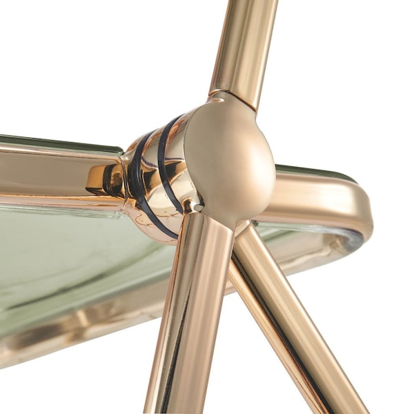 Leisuremod Lawrence Acrylic Folding Chair with Gold Metal Frame, Amber - LFG19A