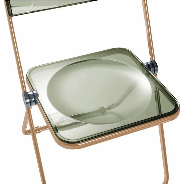 Leisuremod Lawrence Acrylic Folding Chair with Gold Metal Frame, Amber - LFG19A