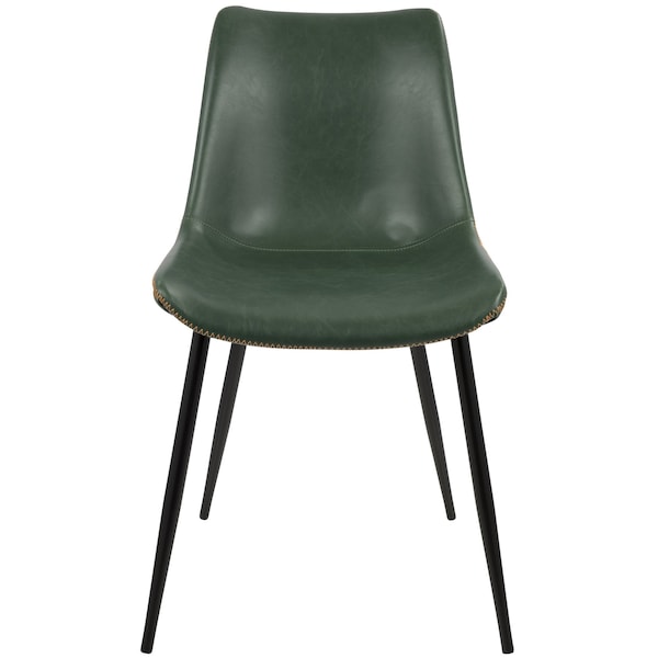 Lumisource Durango Dining Chair in Black with Green Vintage Faux Leather, PK 2 - DC-DRNG BK+GN2