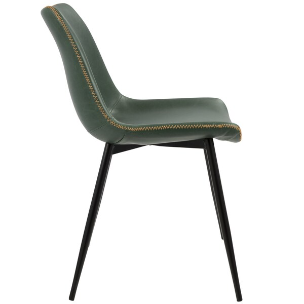 Lumisource Durango Dining Chair in Black with Green Vintage Faux Leather, PK 2 - DC-DRNG BK+GN2