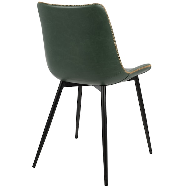 Lumisource Durango Dining Chair in Black with Green Vintage Faux Leather, PK 2 - DC-DRNG BK+GN2