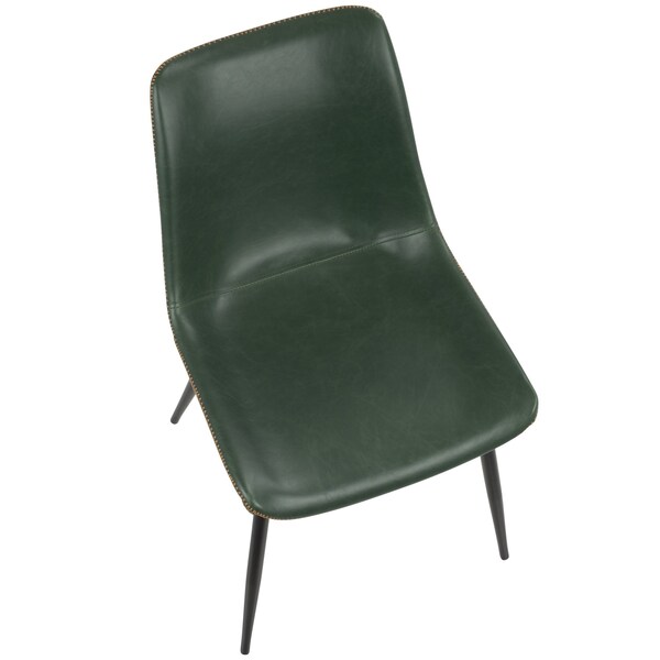 Lumisource Durango Dining Chair in Black with Green Vintage Faux Leather, PK 2 - DC-DRNG BK+GN2