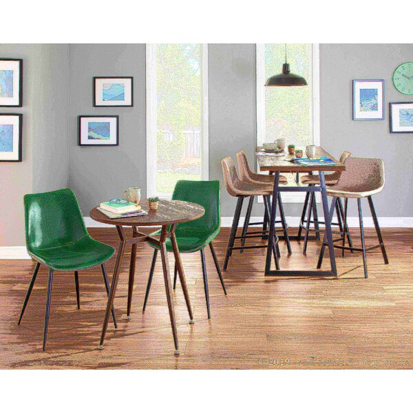 Lumisource Durango Dining Chair in Black with Green Vintage Faux Leather, PK 2 - DC-DRNG BK+GN2