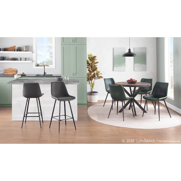 Lumisource Durango Dining Chair in Black with Green Vintage Faux Leather, PK 2 - DC-DRNG BK+GN2