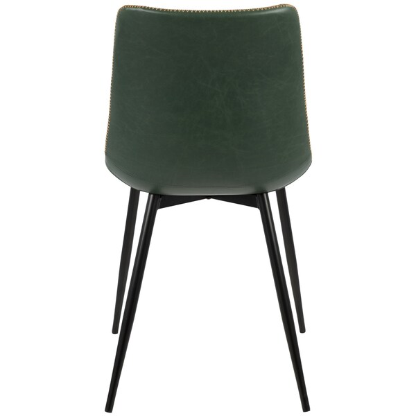 Lumisource Durango Dining Chair in Black with Green Vintage Faux Leather, PK 2 - DC-DRNG BK+GN2