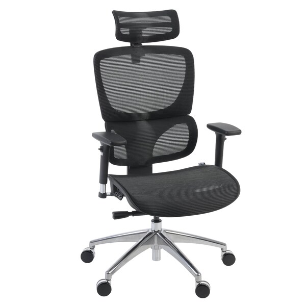 Regency Omega Mesh O-2 Tech Ergonomic Management Office Chair with Headrest/Adjustable Lumbar Support, Blk - OMG002BK