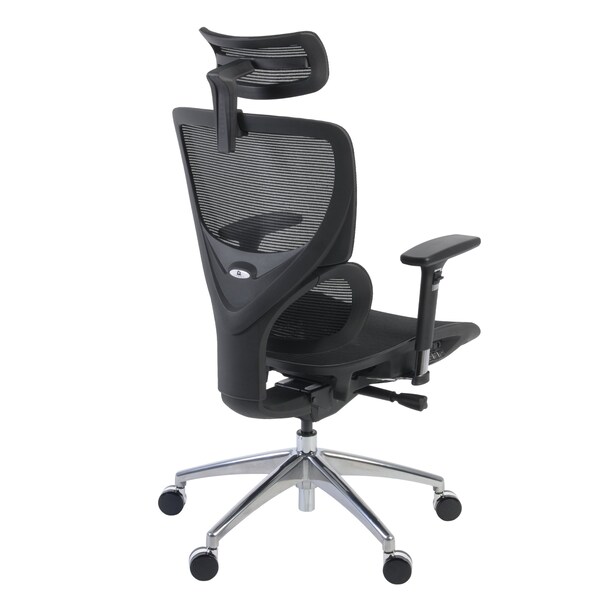 Regency Omega Mesh O-2 Tech Ergonomic Management Office Chair with Headrest/Adjustable Lumbar Support, Blk - OMG002BK
