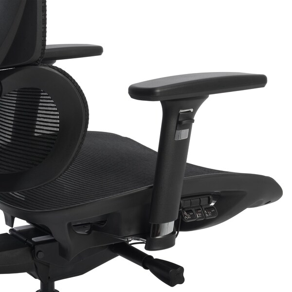 Regency Omega Mesh O-2 Tech Ergonomic Management Office Chair with Headrest/Adjustable Lumbar Support, Blk - OMG002BK