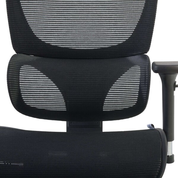 Regency Omega Mesh O-2 Tech Ergonomic Management Office Chair with Headrest/Adjustable Lumbar Support, Blk - OMG002BK