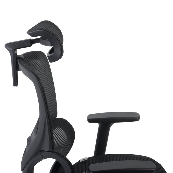 Regency Omega Mesh O-2 Tech Ergonomic Management Office Chair with Headrest/Adjustable Lumbar Support, Blk - OMG002BK