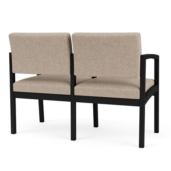 Lesro Lenox Steel 2 Seater with Center Arm, Stone (Beige) Seat, Stone Back, 43.5 W 24.5 L 32 H - LS2103