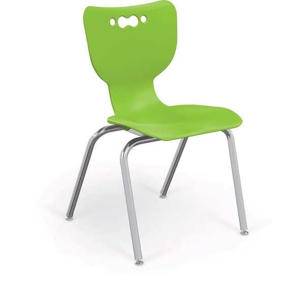 Mooreco Hierarchy School Chair, 4 Leg, 18" Chrome Frame, Green Armless Shell, PK5 - 53318-5-GREEN-NA-CH