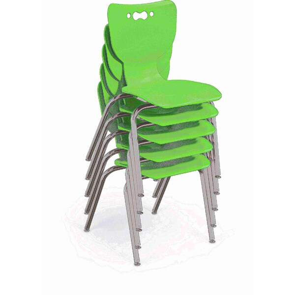 Mooreco Hierarchy School Chair, 4 Leg, 18" Chrome Frame, Green Armless Shell, PK5 - 53318-5-GREEN-NA-CH