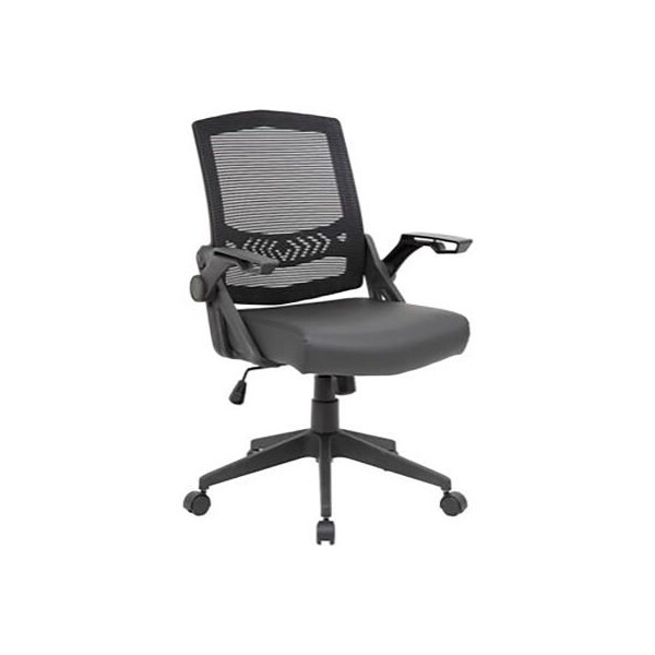 Boss Office Products Task Chair w/ Flip Arm Design, Mesh, Black - B6223-BK