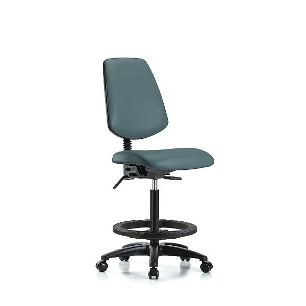 Blue Ridge Ergonomics High Bench Chair No Arms, 26" to 35" Height, Vinyl, Colonial Blue - BR-VHBCH-MB-RG-T1-A0-BF-RC-8546