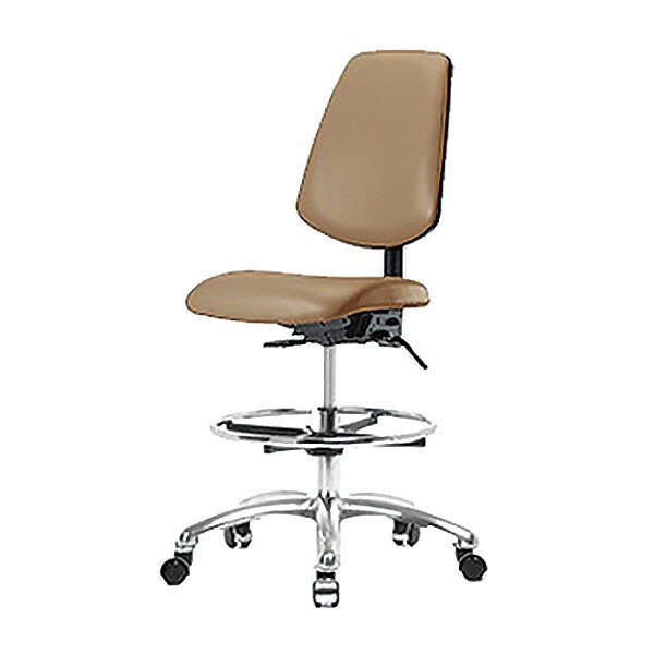 Blue Ridge Ergonomics Medium Bench Chair No Arms, 22" to 29" Height, Vinyl, Taupe - BR-VMBCH-MB-CR-T0-A0-CF-CC-8584