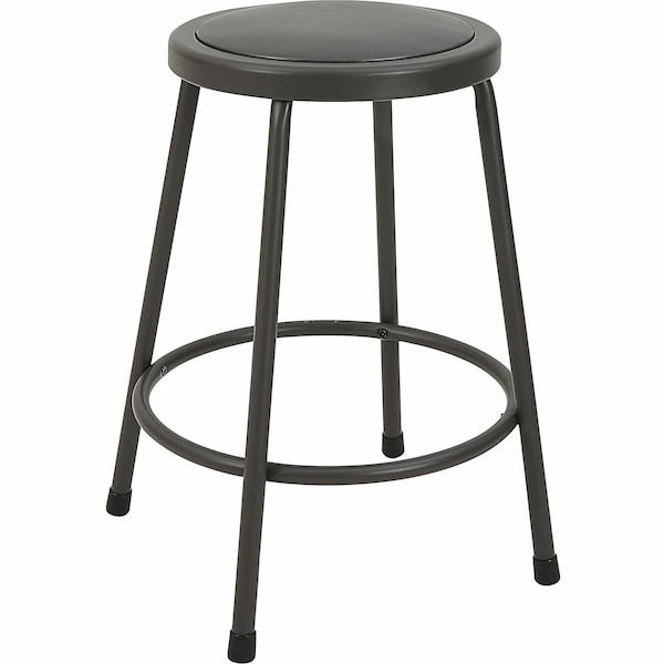 Lorell Metal Shop Stool, 24" Height, 275lb Capacity, Vinyl Seat - LLR83081