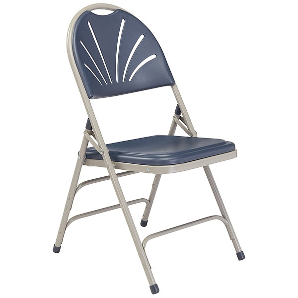 National Public Seating Triple Brace Folding Chair, Blue, PK4 - 1115