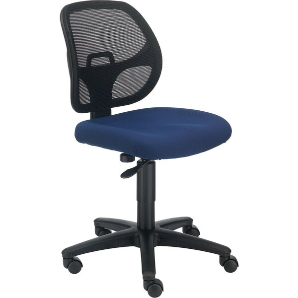 Global Industrial Armless Mesh Back Office Chair, Fabric, Blue - 695644BL