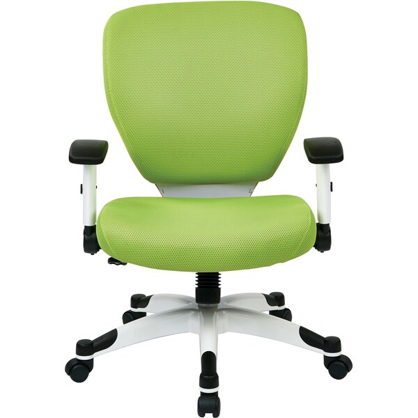 Office Star Managerial Chair Desk Chair, Adjustable Arms, 16-3/4" to 19-1/2" Height, Mesh, Green - 5200W-6