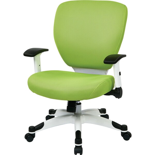 Office Star Managerial Chair Desk Chair, Adjustable Arms, 16-3/4" to 19-1/2" Height, Mesh, Green - 5200W-6