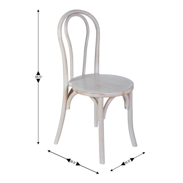 Flash Furniture Betsy Commercial Grade White Wash Thonet Style Solid Wood Stackable Dining Chair - ZH-8003A-WHTWSH-GG