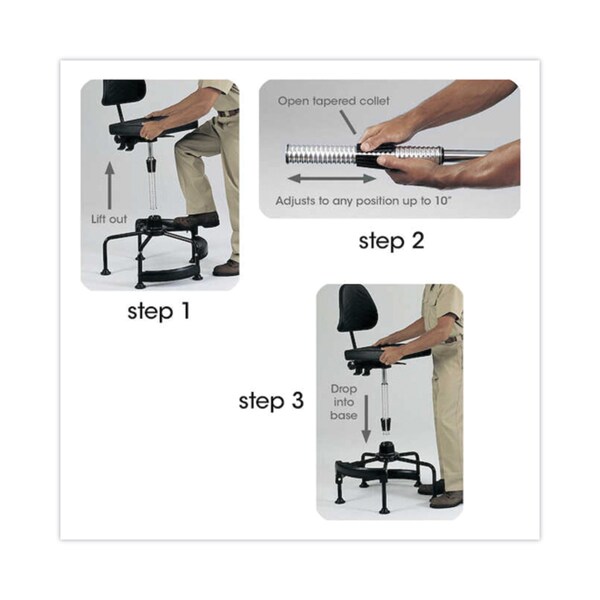 Safco Task Master Economy Industrial Chair, Supports Up to 250 lb, 17 in. to 35 in. Seat Height, Black - 5117