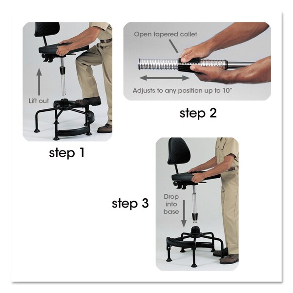 Safco Task Master Economy Industrial Chair, Supports Up to 250 lb, 17 in. to 35 in. Seat Height, Black - 5117