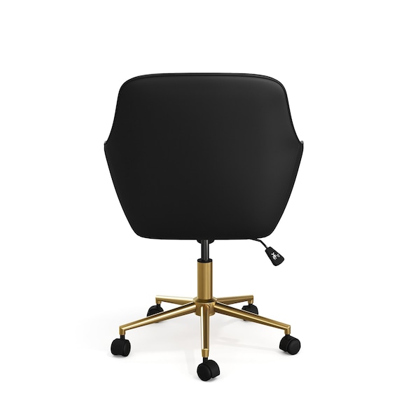 Martha Stewart Rayna Upholstered Office Chair in Black/Polished Brass - CH-220921-6-BK-GLD-MS