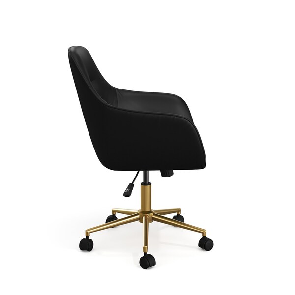 Martha Stewart Rayna Upholstered Office Chair in Black/Polished Brass - CH-220921-6-BK-GLD-MS